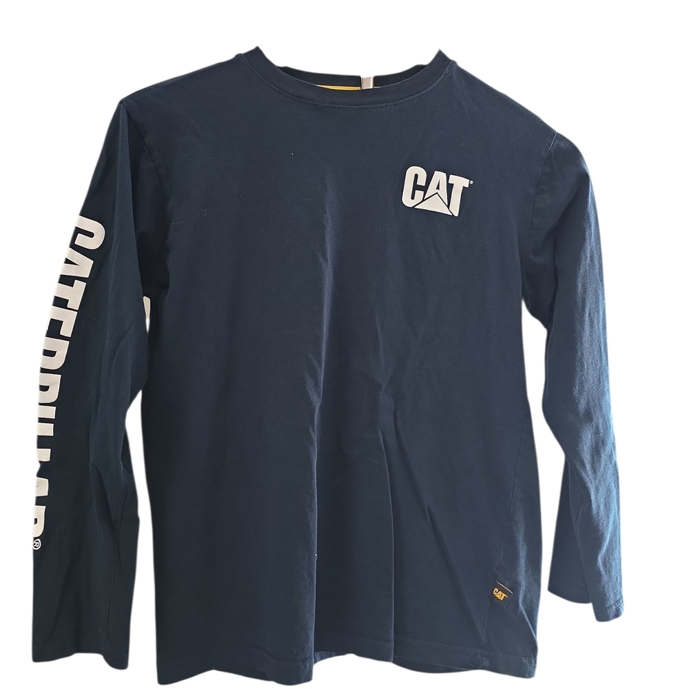 CAT Caterpillar Boys Navy Logo Long-Sleeve T-Shirt Size L 14–16